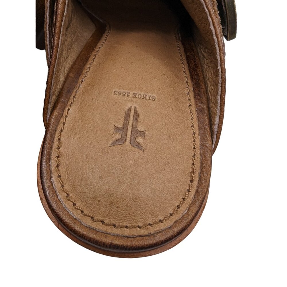 Frye Flynn Women's Belted Pointed Toe Brown Leather Mule Size 6.5M - Picture 12 of 12